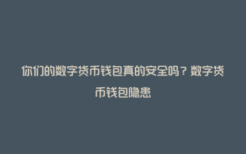数字货币钱包安全隐患解析：私钥丢失、密码泄露与黑客攻击防范指南